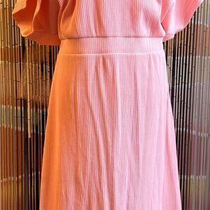 Anthropologie Pink Pleated Midi Dress